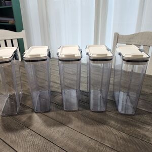 Airtight Clear Food Storage Canister with Cream Lid (Set of 5)